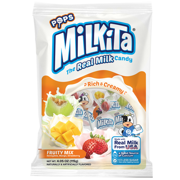 Milkita Lollipops Fruity Mix Honeydew Melon Mango Strawberry Milk