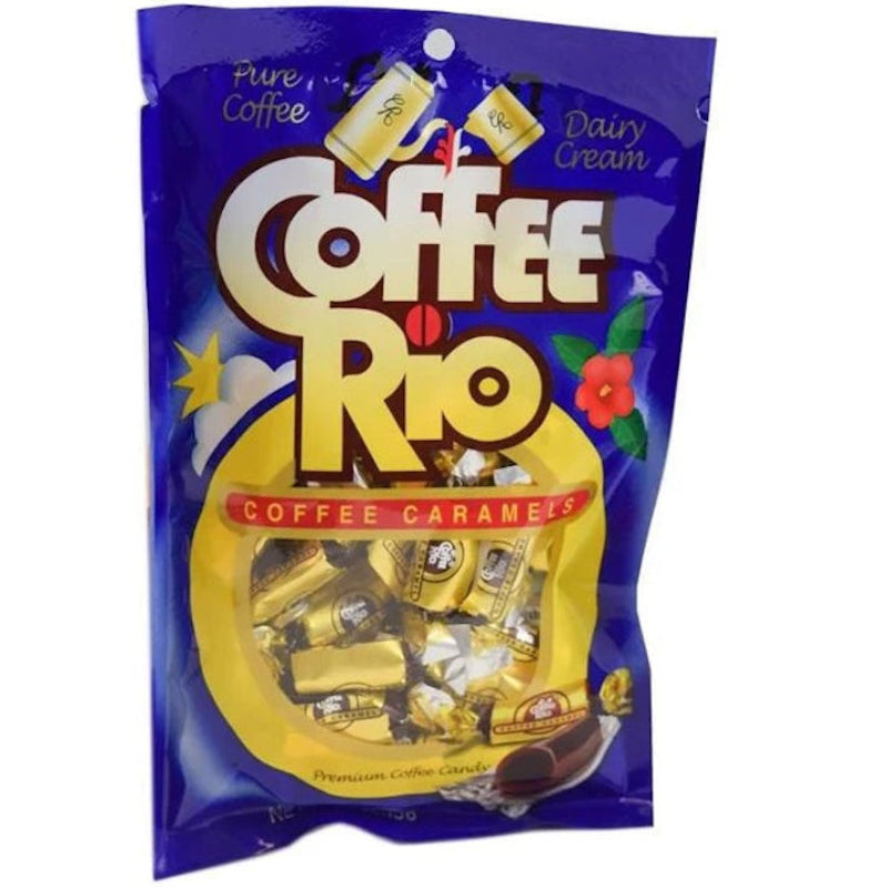 Packaging of Coffee Rio coffee caramels on a white background