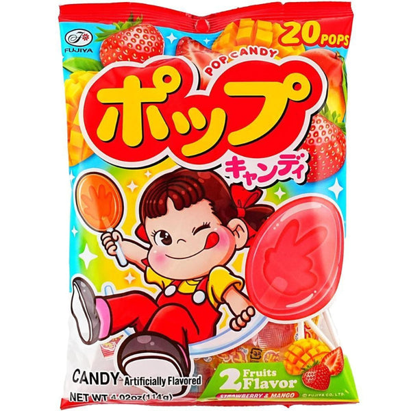 Fujiya Lollipop Candy Strawberry & Mango Flavor – Auntie K Candy