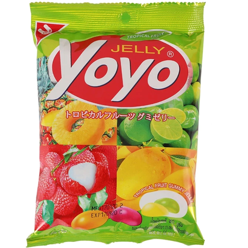 United Yoyo Jelly Gummy Candy Tropical Mix with Lychee, Mango