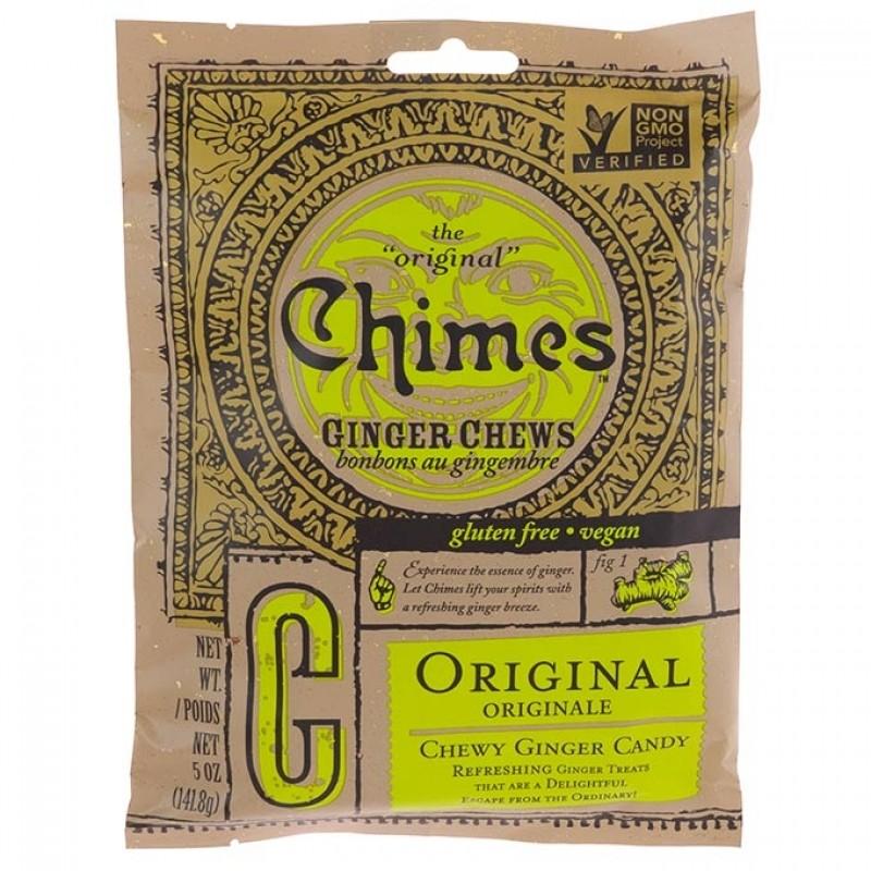 Chimes Original Ginger Chews Chewy Candy, 5 oz Chewy Chimes Packaging Front