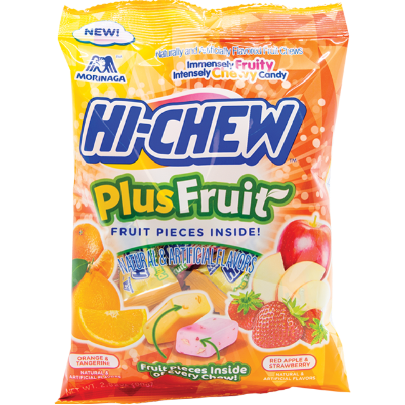 hi chew plus fruit sunrise mix orange red apple strawberry Front Packaging