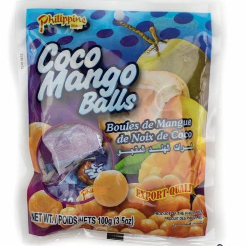 Philippine Dried Coconut Mango Balls Chewy Fruit Treats Front Packaging