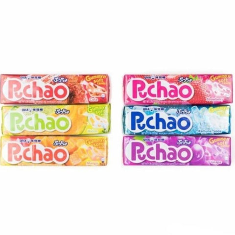 Uha Mikakuto Japan Puccho Puchao Chewy Candy Various Flavors, 10 Pieces Chewy Uha Front Packaging
