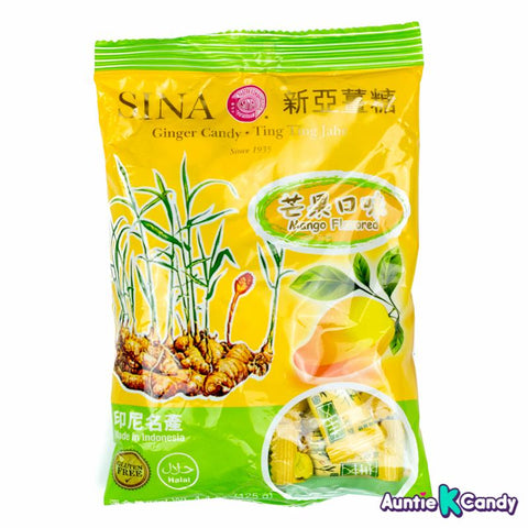 Sina Ting Ting Jahe Ginger Chewy Candy with Mango, Front Packaging
