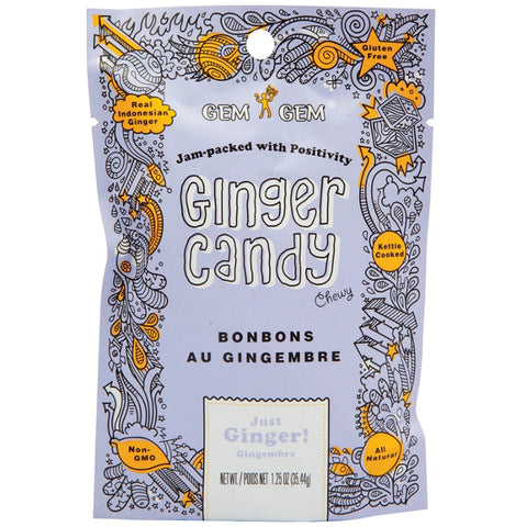 Ginger candy package with decorative design on a white background