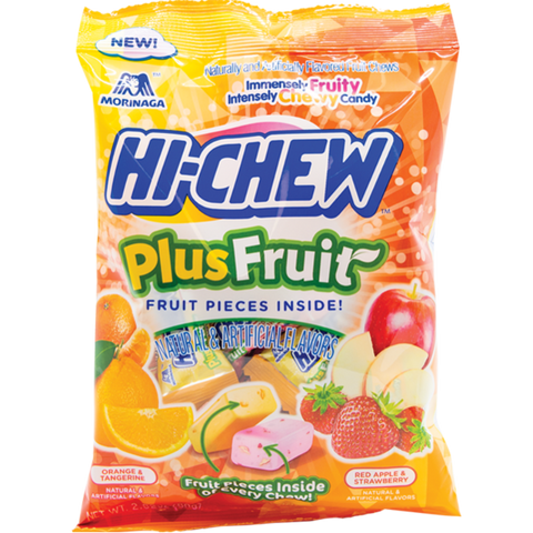 hi chew plus fruit sunrise mix orange red apple strawberry Front Packaging