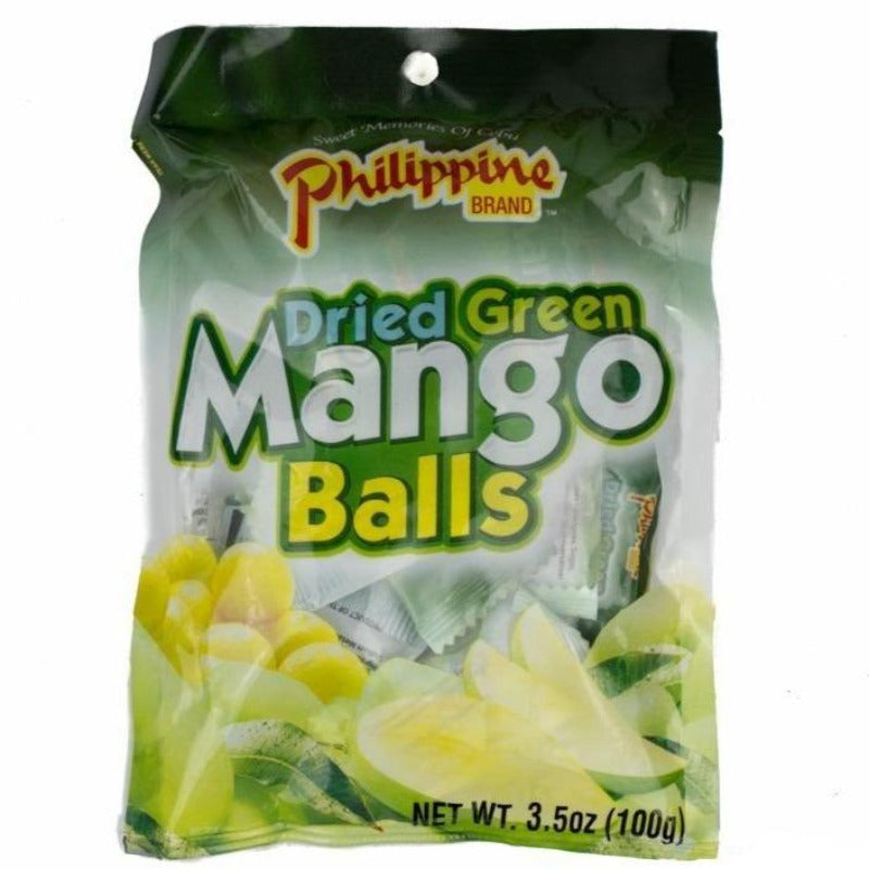 Philippine Dried Green Mango Balls Chewy Fruit Treats, 3.52 oz Front Packaging