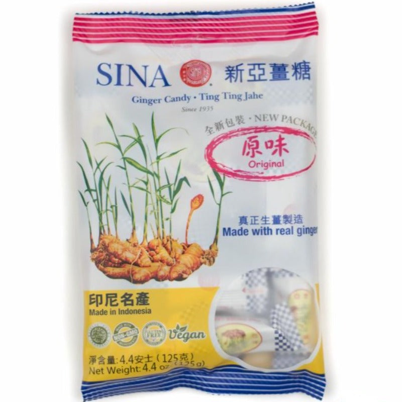 Sina Ting Ting Jahe Ginger Chewy Candy, 4.40 oz Front Packaging
