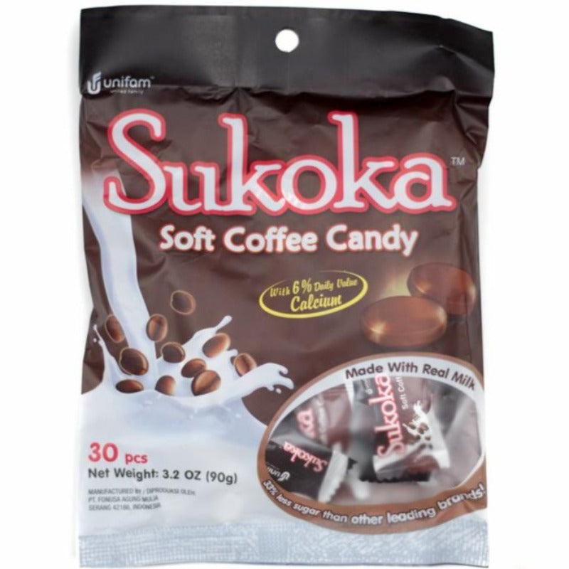 Unican Sukoka Soft Coffee Chewy Candy 3.20 oz Front Packaging
