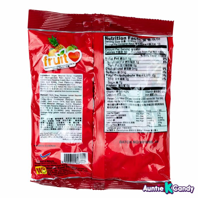 WonderFood Fruit Love Assorted Chewy Candy Pineapple Mango