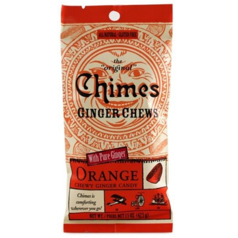 Chimes Ginger Chews Chewy Candy, 1.5 oz, 7 Flavors Available! Chewy Chimes Orange Packaging Front