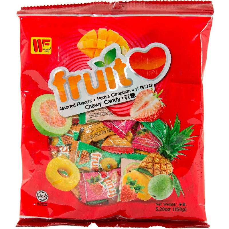 Wonderfood Assorted Fruit Chews Love Heart Malaysia Candy Front Packaging